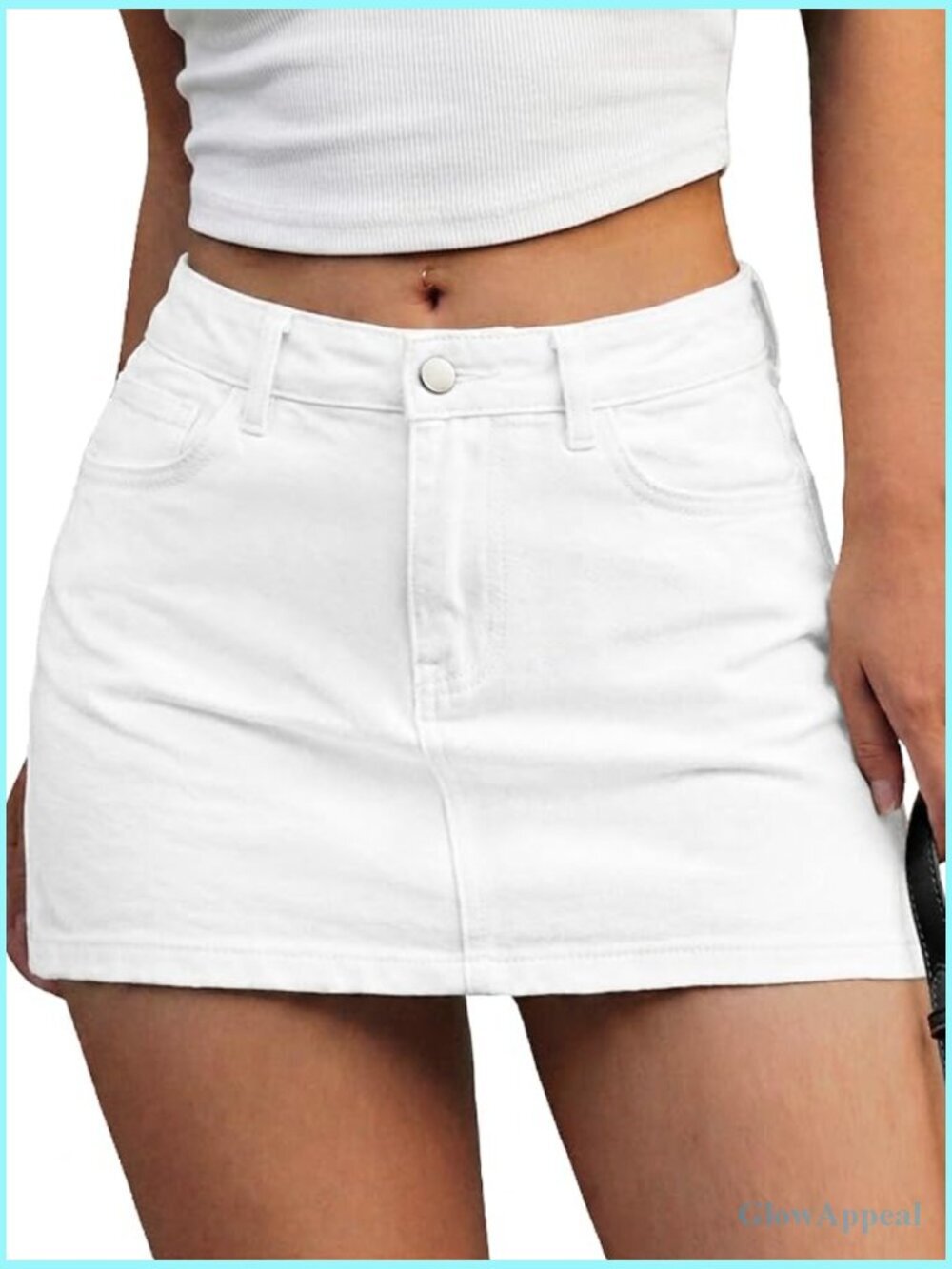 High Stretch Denim Mini Skort with Built-in Shorts Bodycon